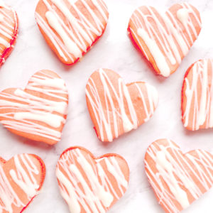 Heart Shaped Macarons with Raspberry Cheesecake Filling